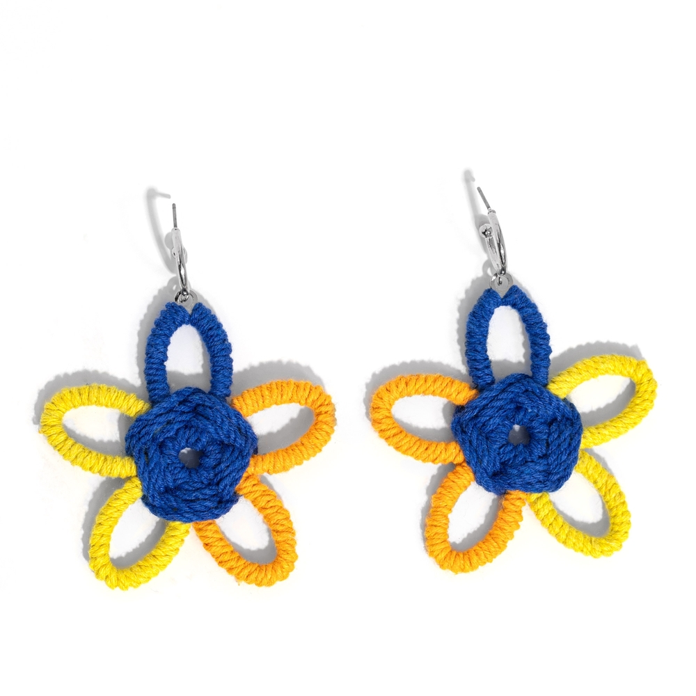 Paparazzi Blue and Yellow Flower Earrings